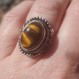 New Tiger Eye 925 Silver Ring.
